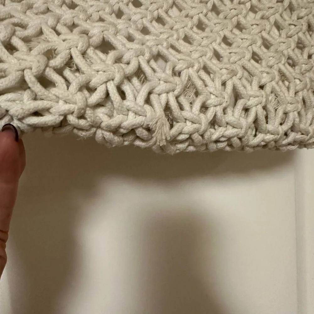 Cream Macramé Tote Bag